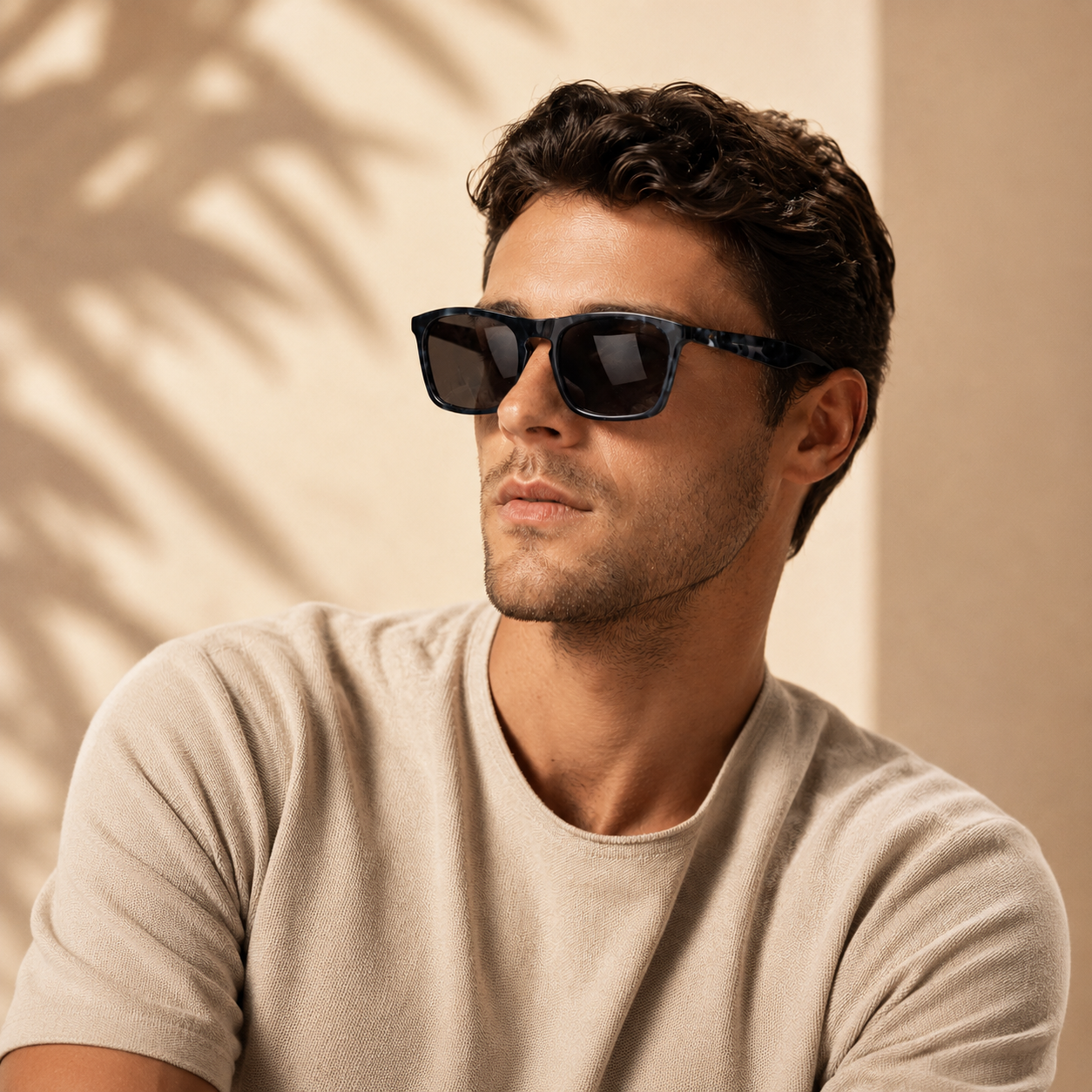 Model wearing SUNBAE eclipse sunglasses